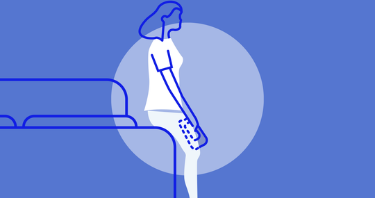 An illustration of a woman using the Loona female urinal bedside.
